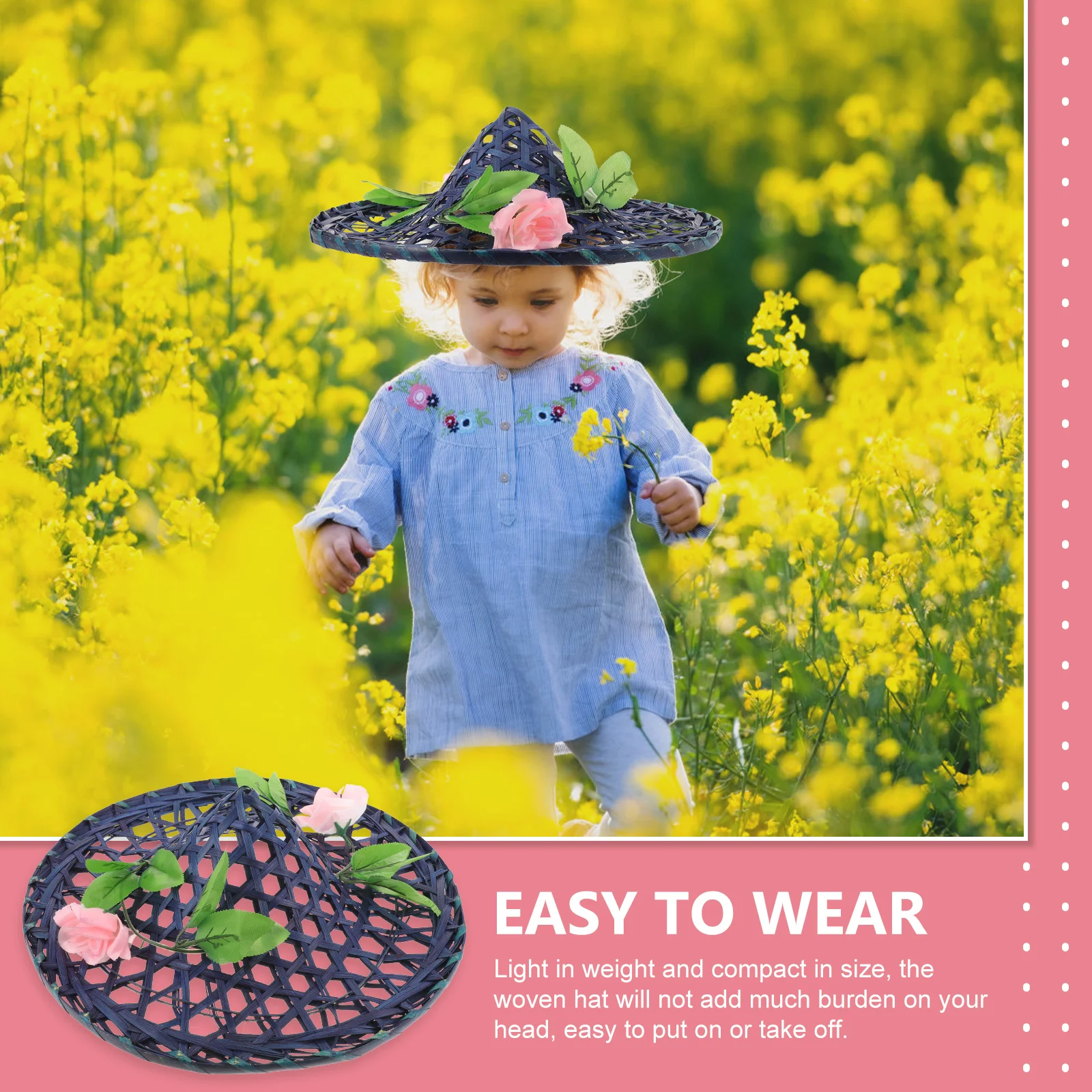 قبعة منسوجة من الخيزران على الطراز الصيني ريفي خفيف الوزن لأداء المسرح وحفلات تنكرية للرقص المريح