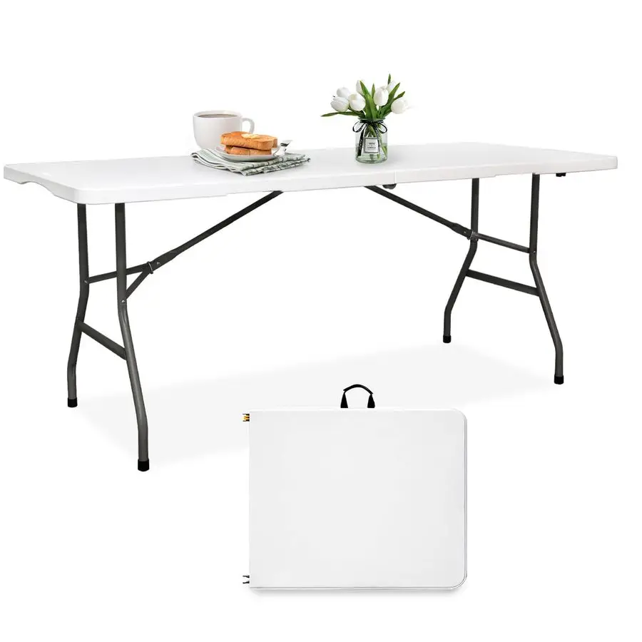 

Folding Table 6FT Plastic 6 Foot Foldable Table HDPE Portable Banquet Surface FoldinHalf Desk Utility for Working Meeting,Parti
