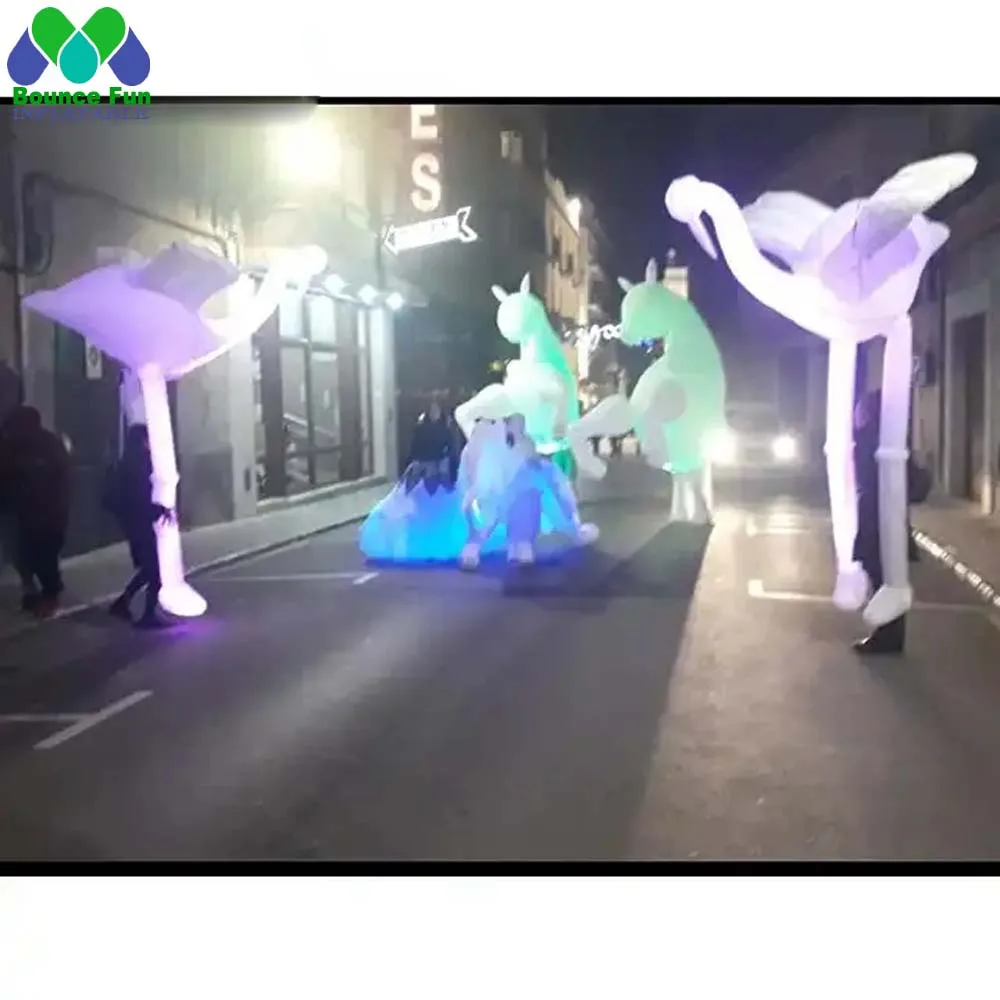 Customized Lighting Adults Walking Inflatable Unicorn Horse Costume Funny Blow Up Xmas Costume For Carnival Parade Performance