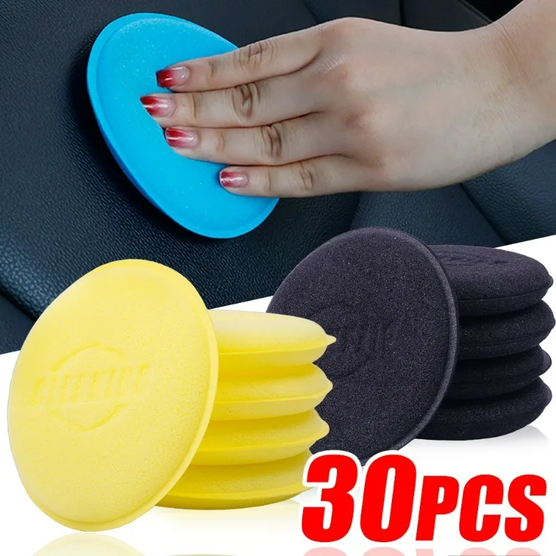 

30pcs Car Waxing Sponges Circular Edge Pressing Car Waxing Polishing Cleaning Tool Car Waxing Polish Foam Sponge Applicator Pads