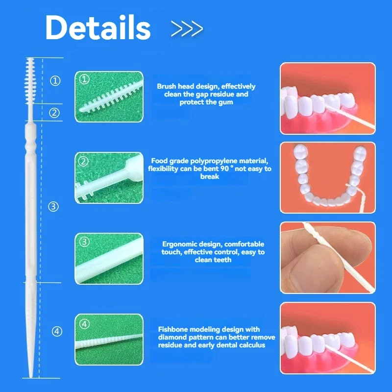 Escova de palito de dente 200 peças caixa de palito de plástico descartável escova interdental doméstica colheita de dentes fio dental