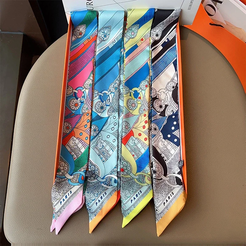 

2024 Korean Fashion Band Small Scarf Headband New Women's Twill Decorative Ribbon Small Scarf Binding Bag Handle Ribbon Hair