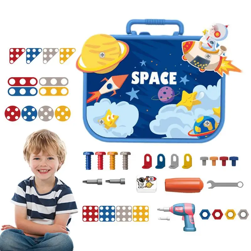 211pcs Screw Toy Set Creative DIY Tool Toys Set For Children Educational Screw Toy Set With Drill For Toddler Boys And Girls