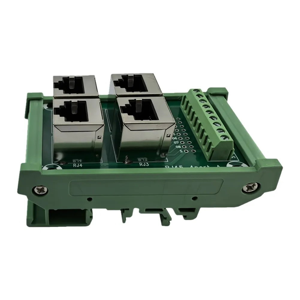 1Pcs Green 4 Port Terminal Block 8P8C Ethernet Network Wiring Connector Parallel Junction For Industrial Electrical