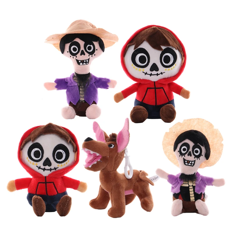 12-22cm Disney Coco Plush Stuffed Toys Miguel Rivera Hector Dante Cute Keychain Pendant Dolls Baby Birthday Gifts Kawaii Decor