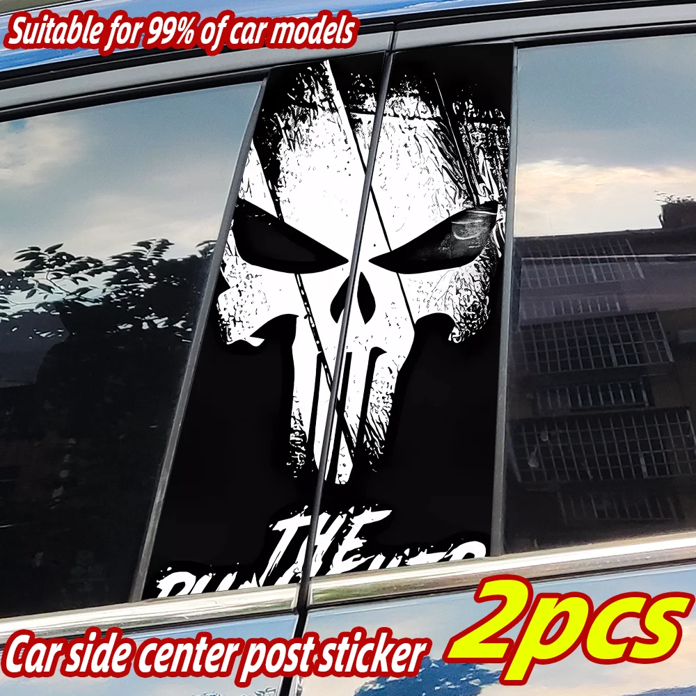 Punisher Car Stickers Auto B Pillar Waterproof Funny Decor Cover Scratches Sunscreen Car Doors Pillar Vinyl Decals Accessories