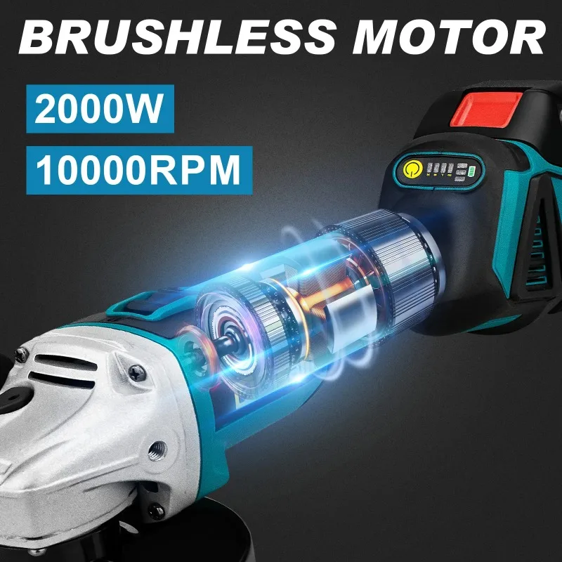 【Hot Item】 125mm M14 Brushless Angle Grinder Cutting hine Cordless Electric Angle Grinder Power Tools for  18V Battery Pins view 2
