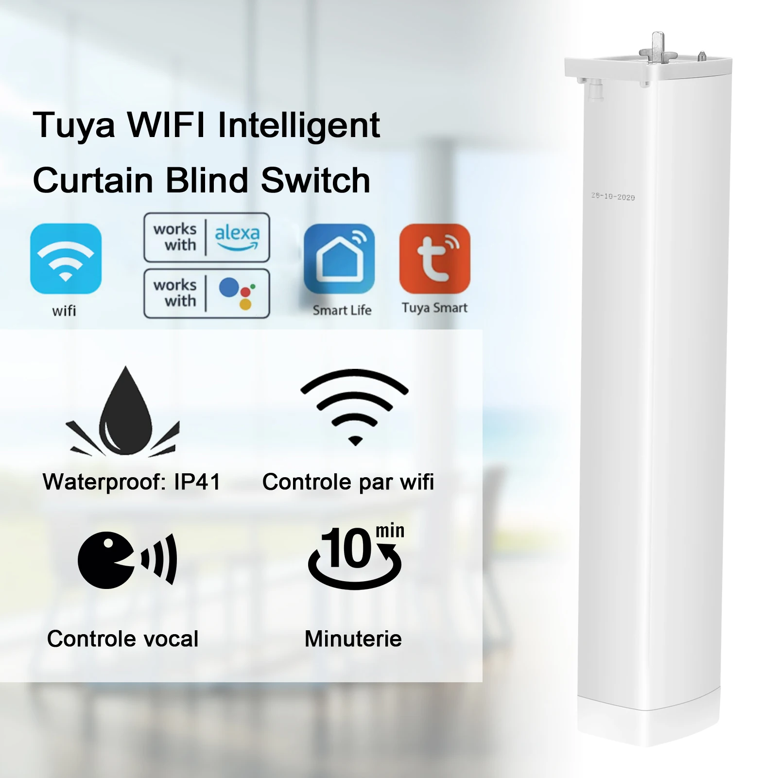 Tuya WIFI Intelligent Curtain Blind Switch Electric Motorized Curtain Roller Shutter Control Switch Remote Control Curtain Motor