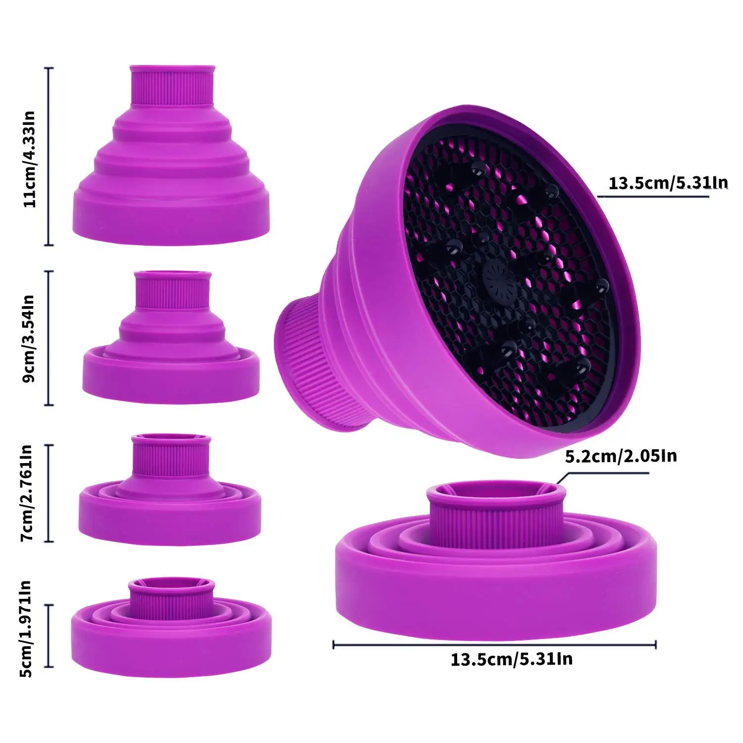 Purple Silicone Hairdryer Diffuser Cover Temperature Resistant Silica Foldable Hairdressing Curly Styling Hair Care Salon