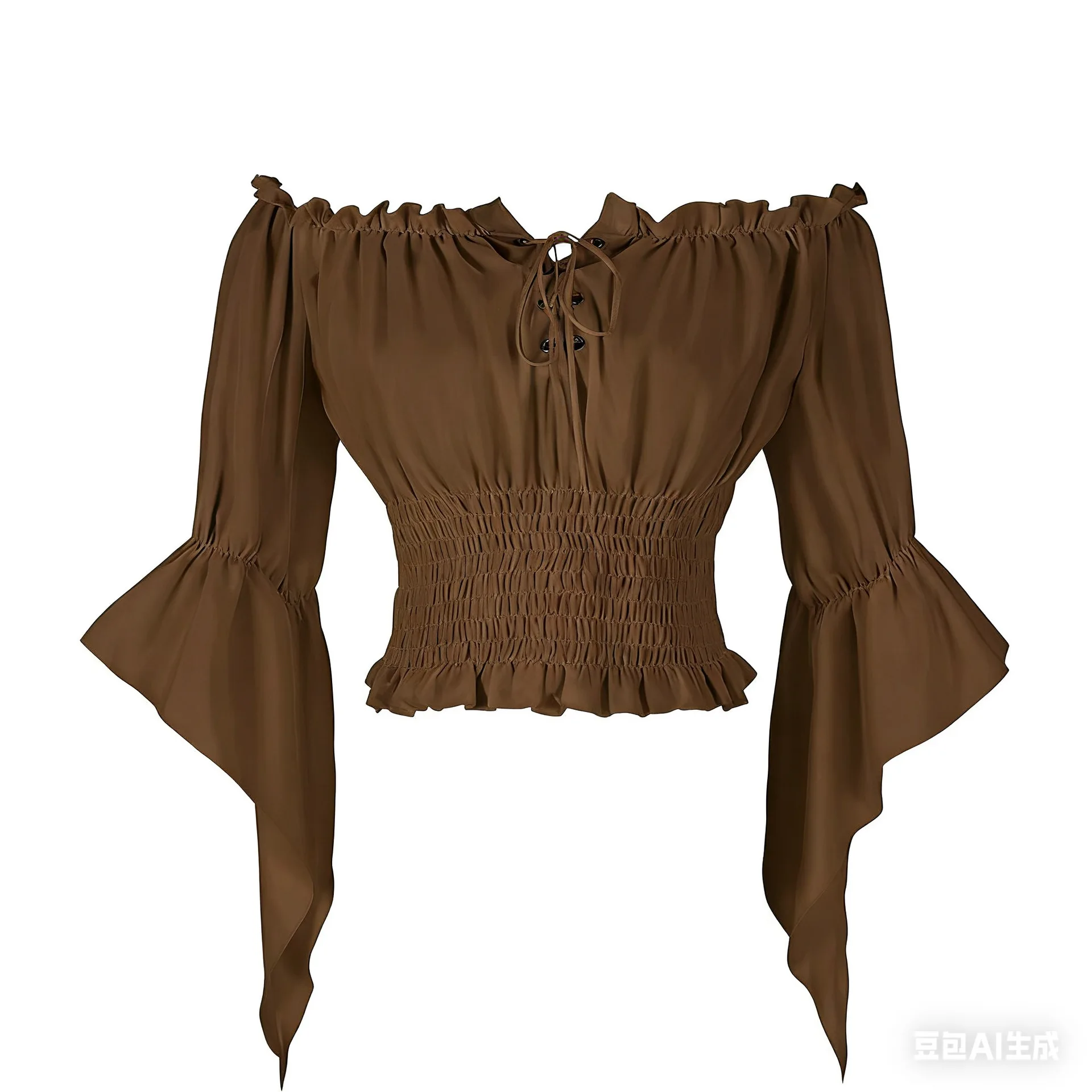Renaissance Medieval Aristocratic Attire Women Vintage Blouse Retro Steampunk Corset Top Victorian Off Shoulder Shirts Clothes view 3