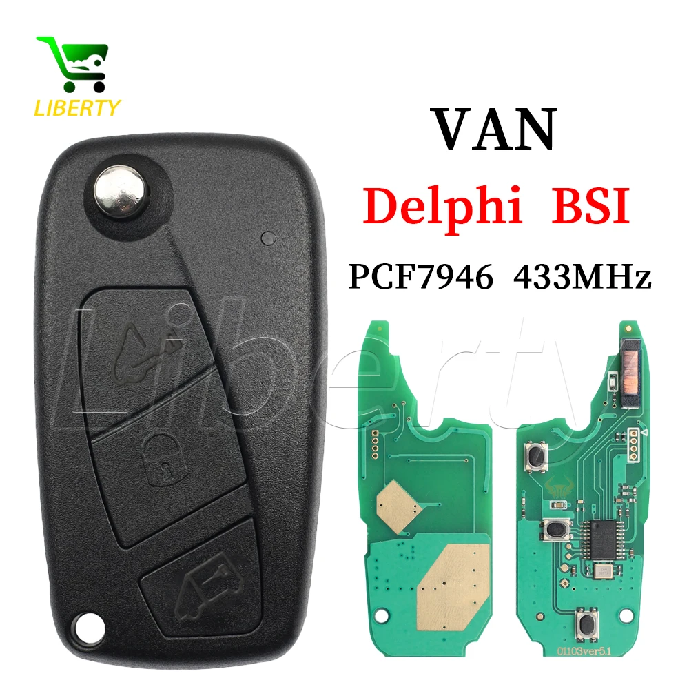 

Liberty Flip Remote Key or Case ID46 PCF7946 433MHz Delphi BSI for Van Fiat Fiorino 500 Doblo Grande Punto Punto Evo Punto Qubo