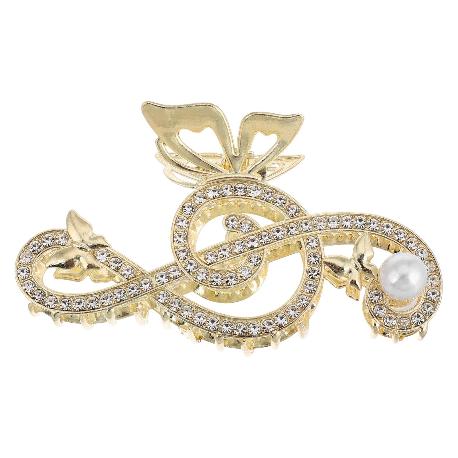 

Music Note Rhinestone Pearl Large Hair Claw Non Slip Jaw Clamp for Thick Long Hair Clips Accessories Women