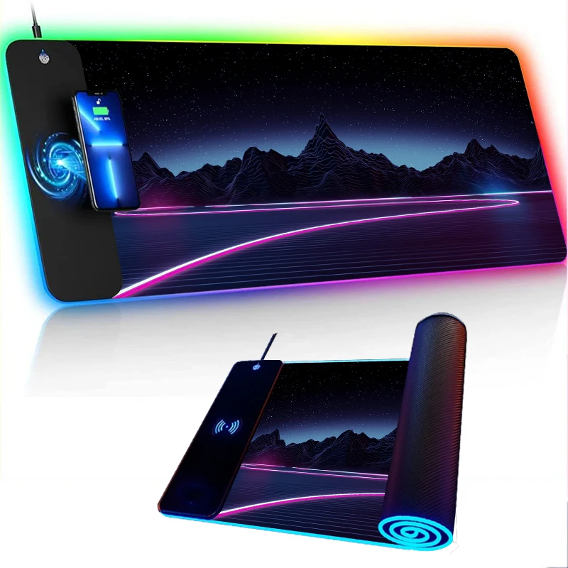 

Wireless Charging RGB Cute Desk Accessory Mouse Pad Gaming Mat Mousepad 900x400 Pink Keyboard Setup Accessories Carpet Xl Anime