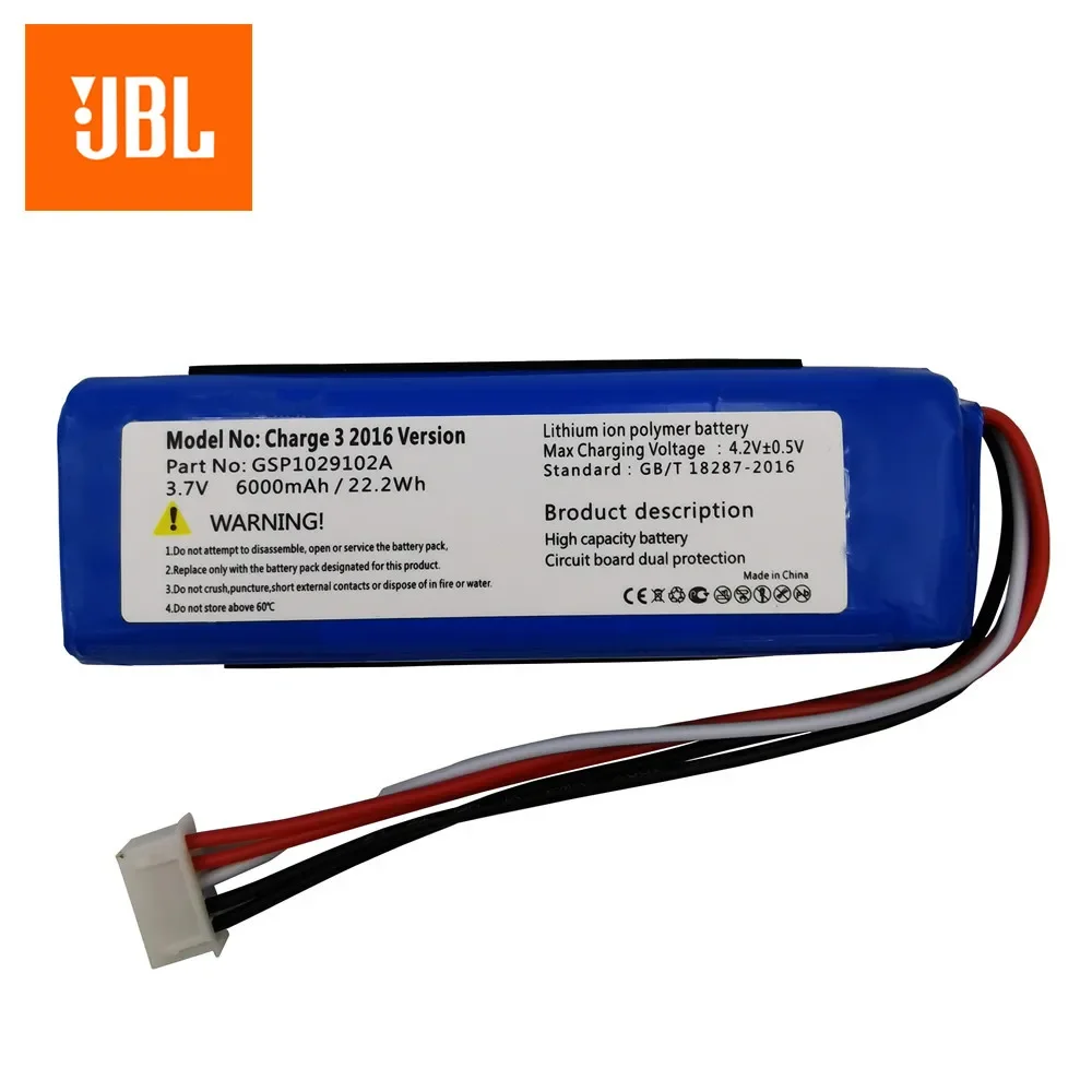 2024 Years New 100% Original Loudspeaker Battery 6000mAh For JBL Charge 3 (2016 Version) GSP1029102A Player Speaker Batteries