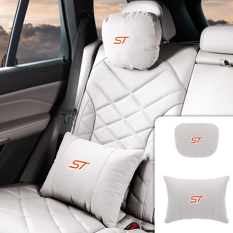 

Breathable Suede Car Neck Pillow Lumbar Support ST for Ford Fiesta Range Focus Mondeo Explorer Fusion Transit Edge Waist Cushion
