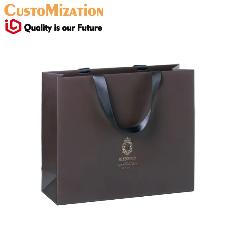 Custom White /gold/ sliver Craft Paper Bags With handle For Jewellery Cosmetic Watch Packaging Christmas