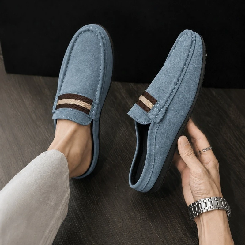 Men's Mules Lightweight Suede Casual Shoes New Men Lazy Leisure Breathable Half Support Slippers Slip on Walking Shoes Moccasin