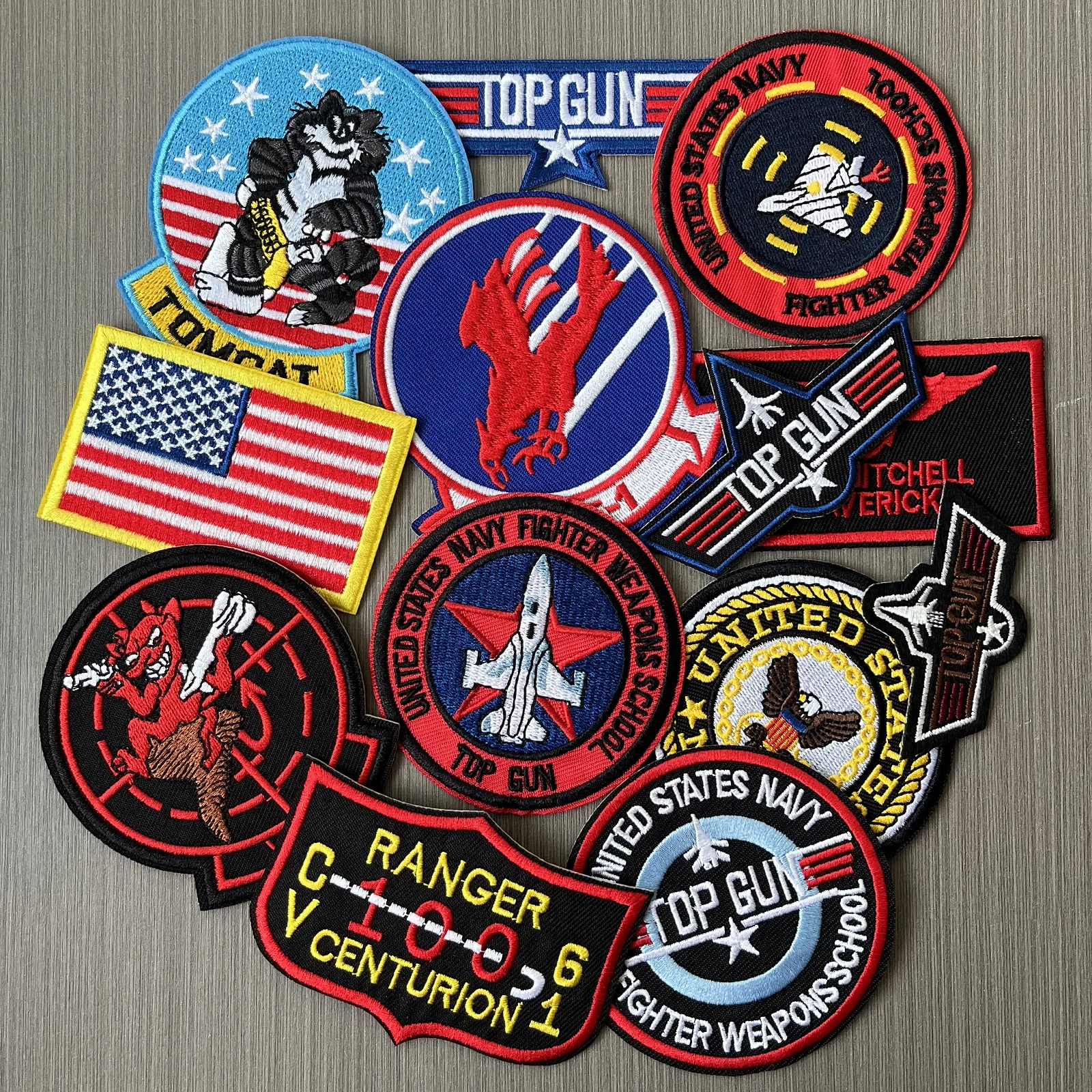 

11/13Pcs Top Gun Tomcat Chapter American VF-1 Pilot Armband ironing Embroidery Patch for Sew Clothes Badge Hat applique Sticker