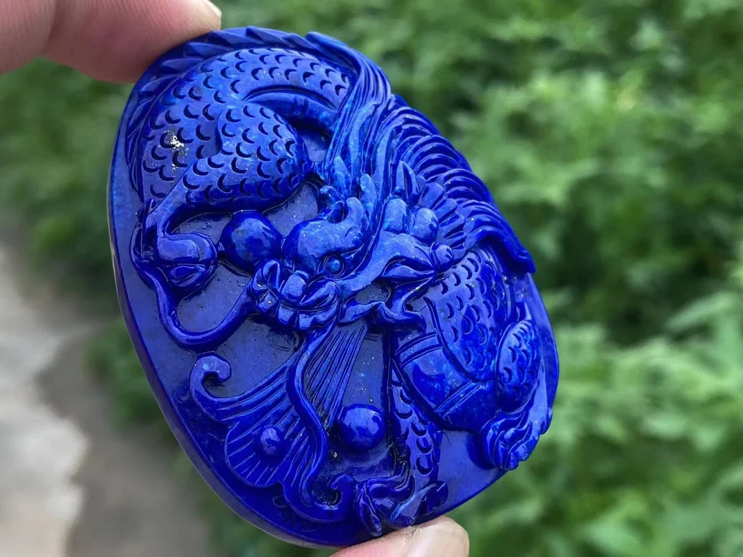 Natural Blue Lapis Lazuli Pendant Necklace Dragon 65.8*513*15mm Women Men Beads Jewelry Gemstone AAAAAA