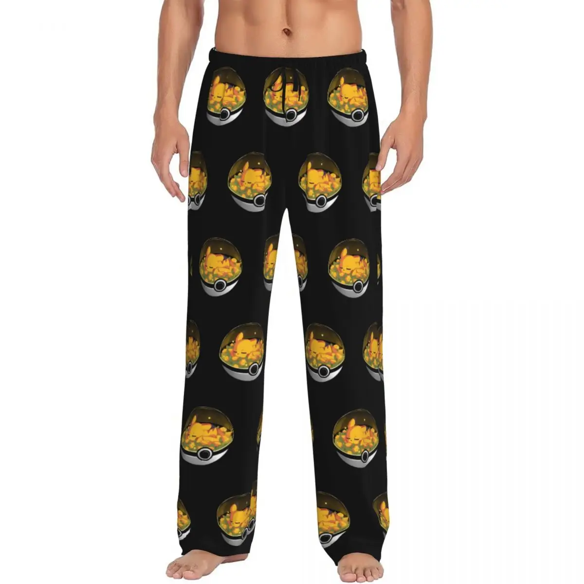 

Custom P-Pikachus Pajama Pants Men Series Video Games Lounge Sleep Stretch Sleepwear Bottoms with Pockets