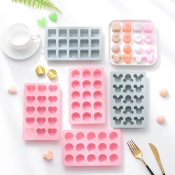 Simple Heart Ice Cube Silicone Mold Frozen Round Chocolate Resin Mould Square Plastic Ice Making DIY Cake Model Party Decoration