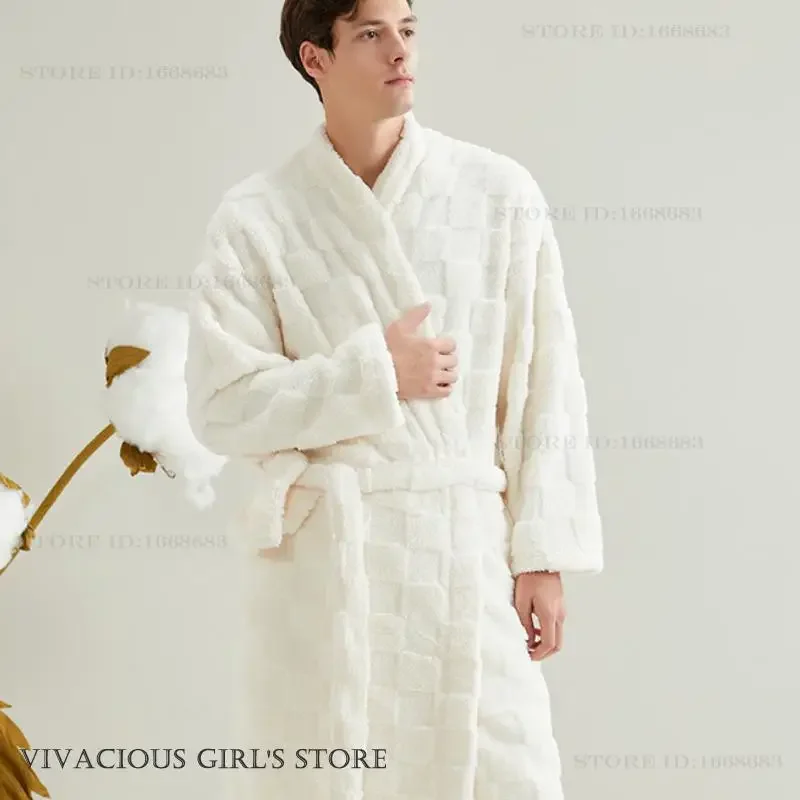 

Thicken Flannel Couple Sleepwear Pajamas Set Autumn Winter New Nightwear Pijamas Suit Home Clothes Loose Coral Fleece Loungewear