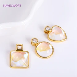 18K 골드 도금 라운드/하트 매력 목걸이 만들기 용품에 대 한 투명 크리스탈 펜 던 트 DIY 쥬얼리 액세서리 만들기