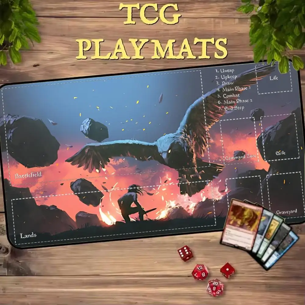 Lightning Rider Giant Eagle Warrior Beast MTG Playmat TCG Battle Mat Anti-Slip Durable Stitched Edge 35X60CM Gaming Desk Mat