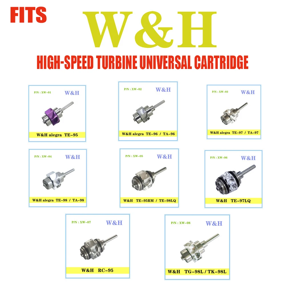 

9 Types W&H Dental Handpiece Turbine Rotor High Speed Device Cartridge Air Rotor Standard Wrench Push Button Torque Bearing