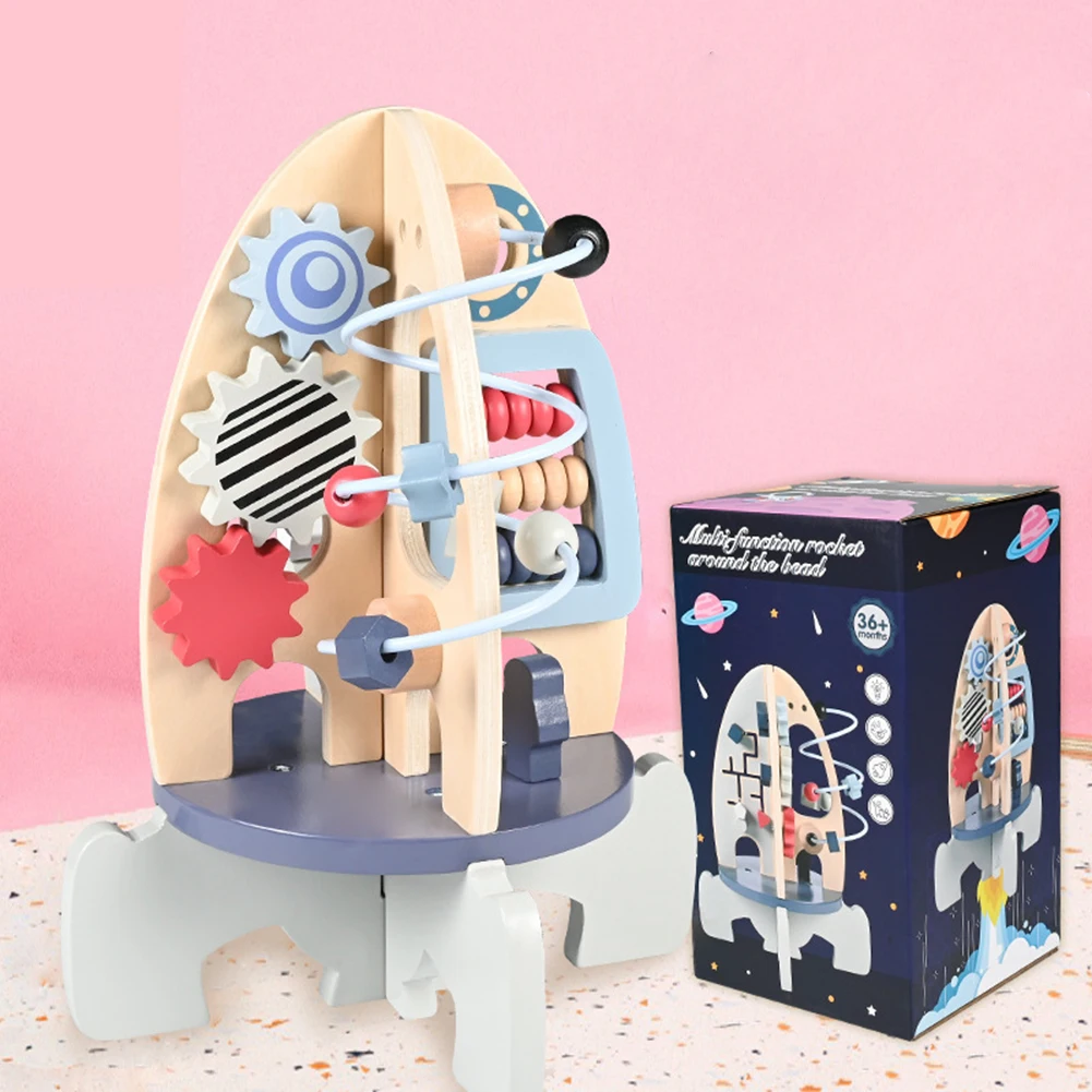 Rocket Wooden Sensory and Educational Toys Busy Board Toys Learning Toys Activity Toy for 1 Year Old Boy & Girl Birthday Gifts