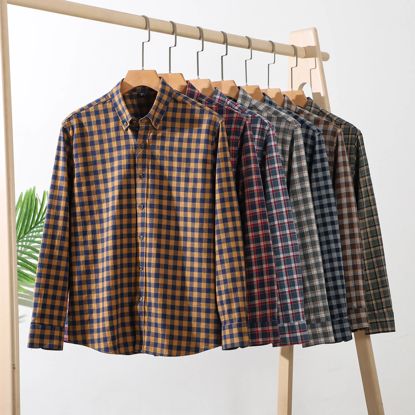 

Washed Pure Cotton Plaid Casual Loose Fit Long Sleeve Shirt Men's Spring Trend Base Layer Shirt Comfortable Breathable Skin-F...