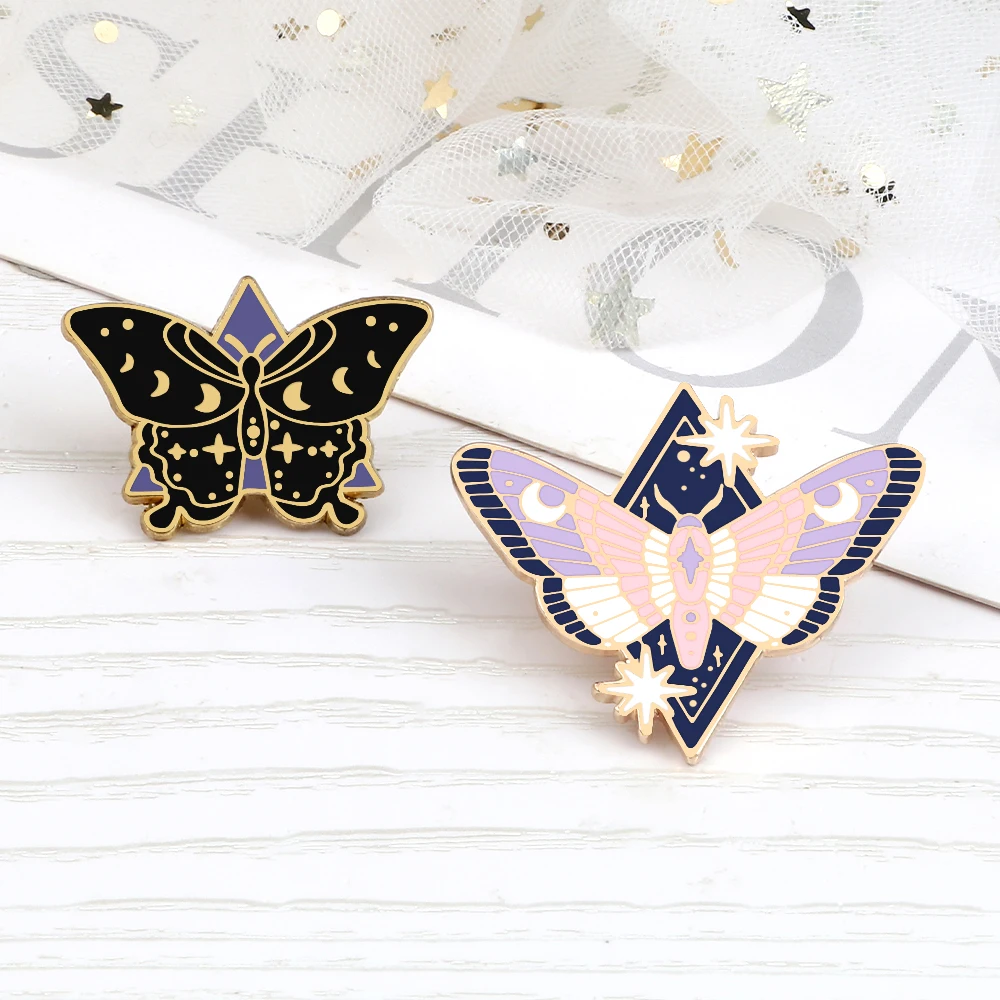 Fantasy Purple Butterfly Brooches for Women Pretty Moth Enamel Pins Cartoon Flying Insects Badges Kids Denim Lapel Jewelry Gifts