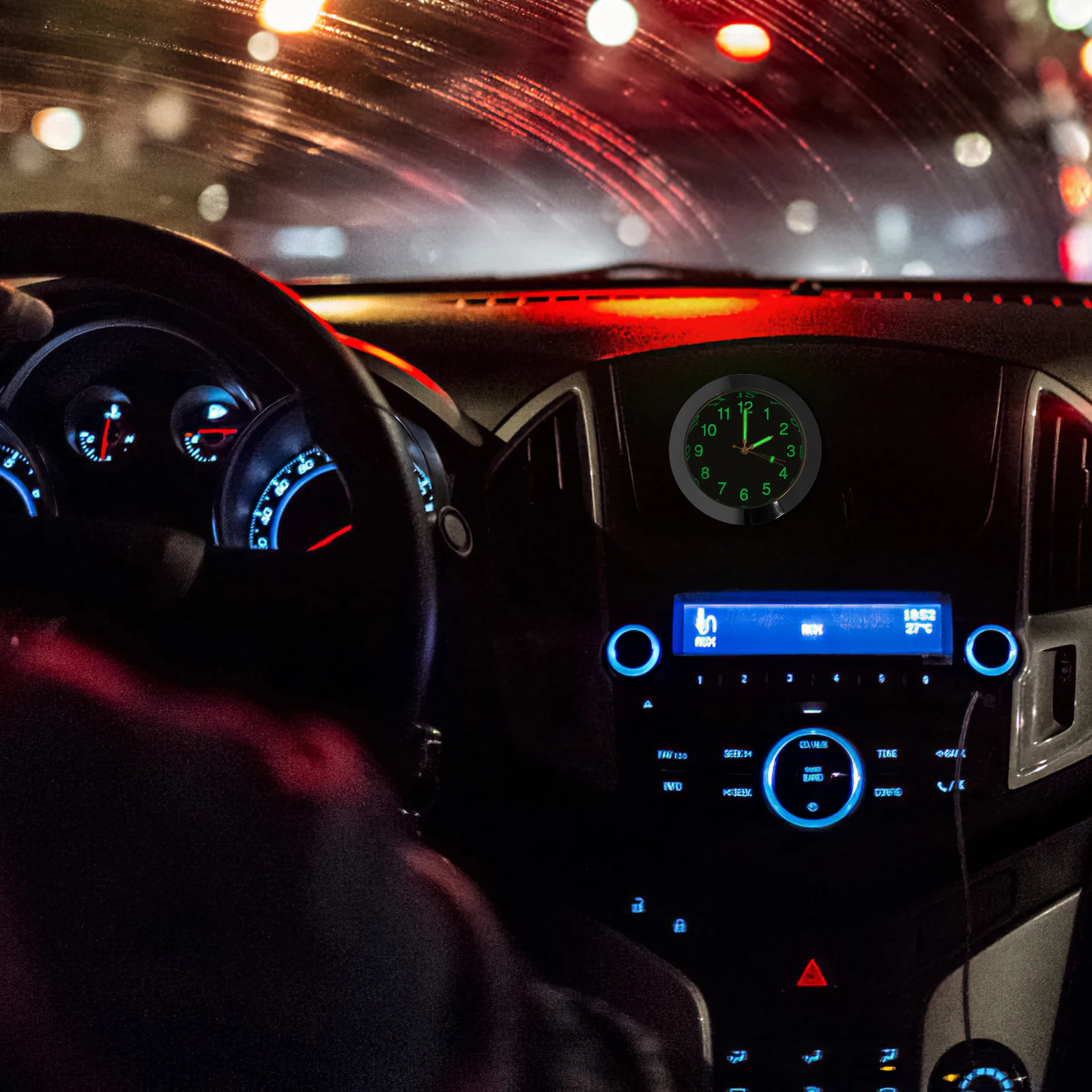 

Air Outlet Quartz Clock Electroplated Alloy Metal Night Luminous Pointer Clip Car Dashboard Clock for Auto Interior