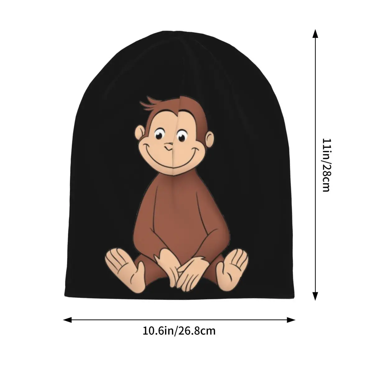 Cute Brown Monkey Cartoon Bonnet Hat Casual Ski Skullies Beanies Hat Curious George for Men Women Warm Multifunction Cap