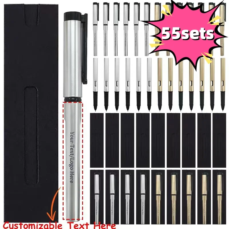 

Набор из 55 настраиваемых гелевых ручек с бумажным футляром, персонализированная УФ-печать, индивидуальный текст/логотип, идеально подходит для школы, офиса, свадебных подарков