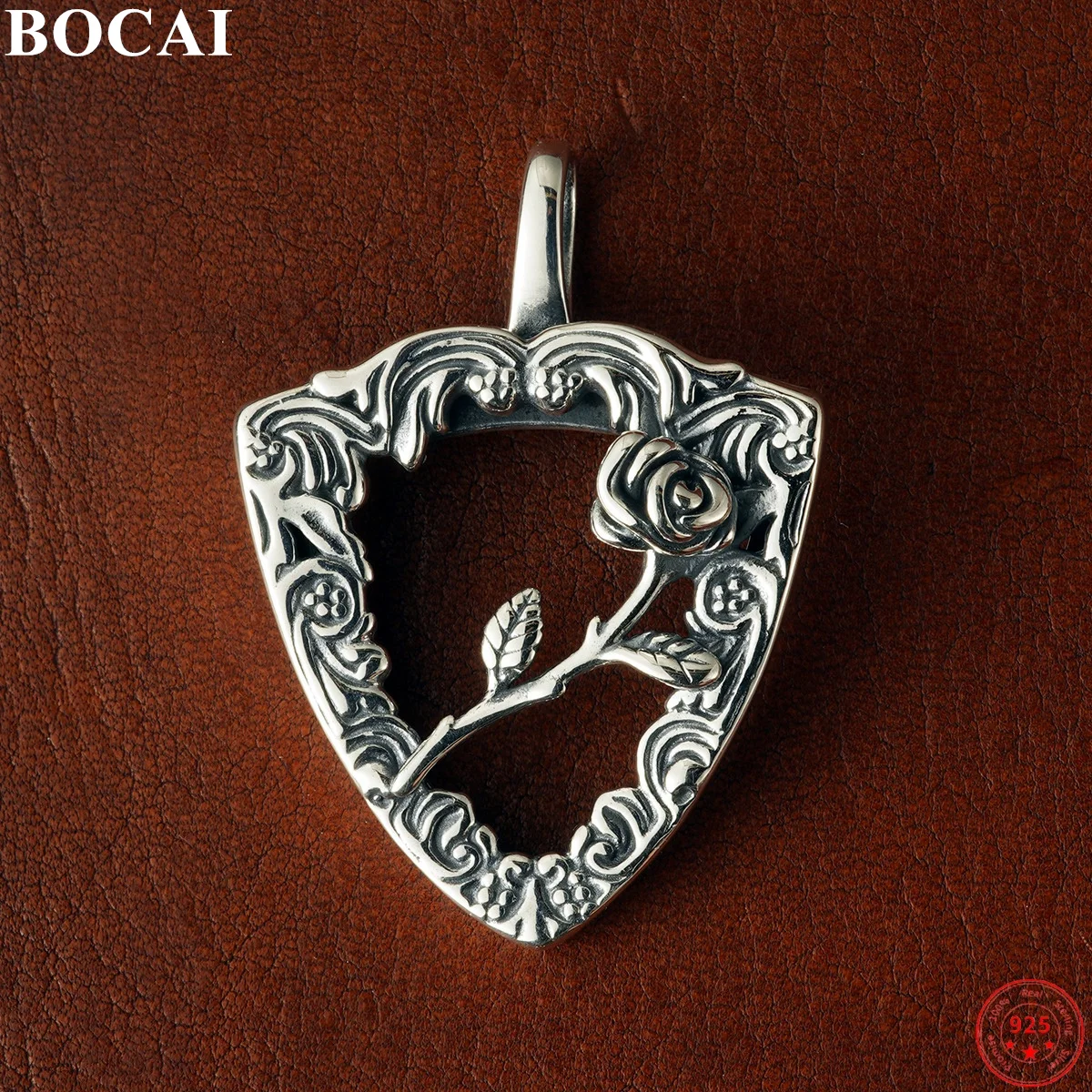 

BOCAI S925 Sterling Silver Charms Pendants for Women Men Hollow Prayer Hand Rose Pattern Charm Amulet Trendy Jewelry Wholesale