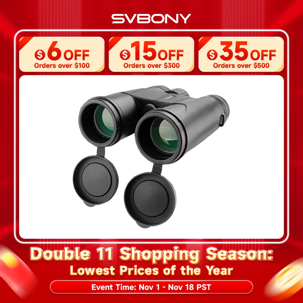 SVBONY SA202 Binoculars,10x42 Binoculars for Adults,Compact FMC Lens,Binoculars with Neck Strap Carrying Bag for Hiking Birding