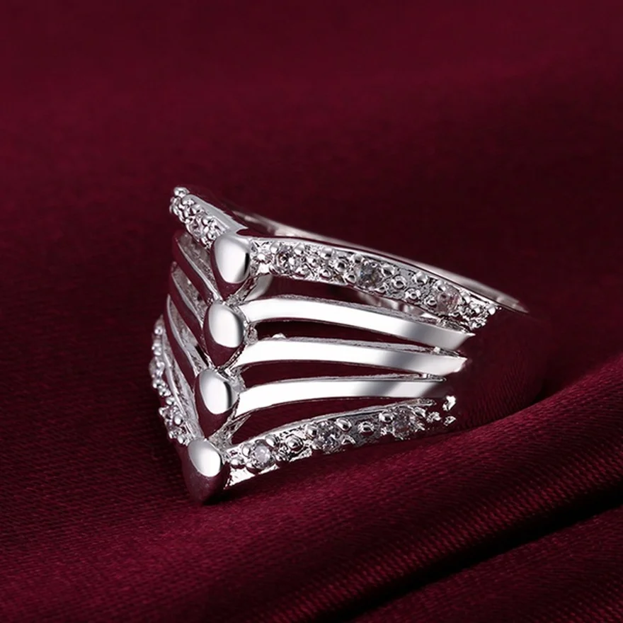 

100% Color Silver Ring Fashion retro For WOMEN lady pretty nice elegant charm inlaid stone Rings Jewelry free shipping