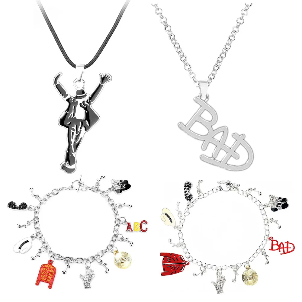 Colar BAD do Artista Cantor Michael Jackson, Pingente Clássico MJ, Joia Punk para Homens e Mulheres, Presente
