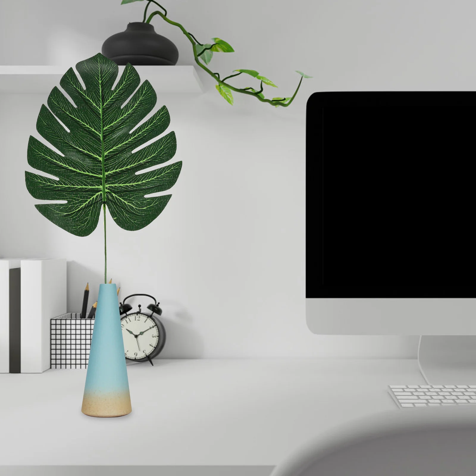 

12Pcs Monstera Leaves Artificial Plants Fake Turtle Leaf Simulation Home Decoration Supplies for Vase Wall Hanging