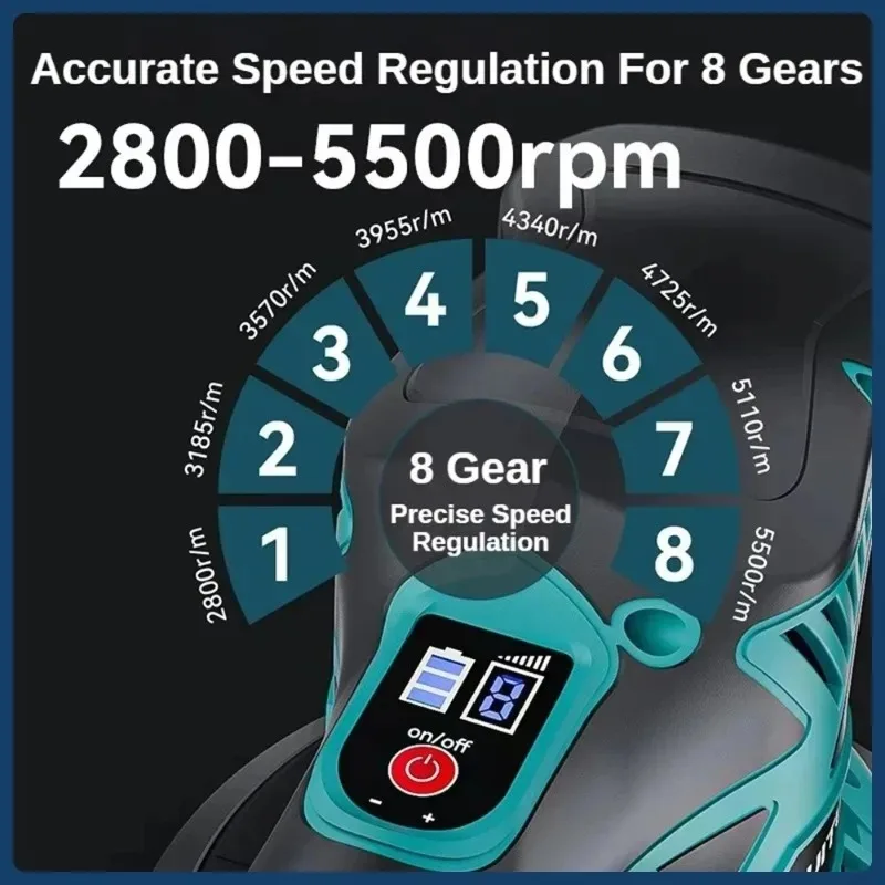 Premium Makita 8 Gears Digital Display Cordless Electric Polisher 18V Battery Powered Auto Car Wax Polishing Tool view 3