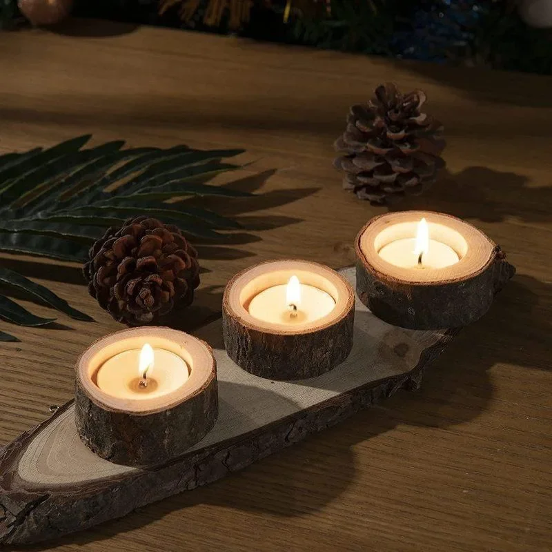 Wooden Tea Light Candle Holders for Wedding Centerpieces Halloween Table Wedding Birthday Party Valentine\'s Day Home Decorations