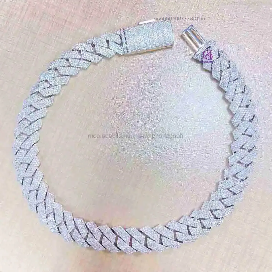 

Hip Hop Cuban Link Chain 14mm 15mm Ice Out Vvs Diamond Moissanite Fine Jewelry Necklaces Custom 925 Sterling Silver Customize D2
