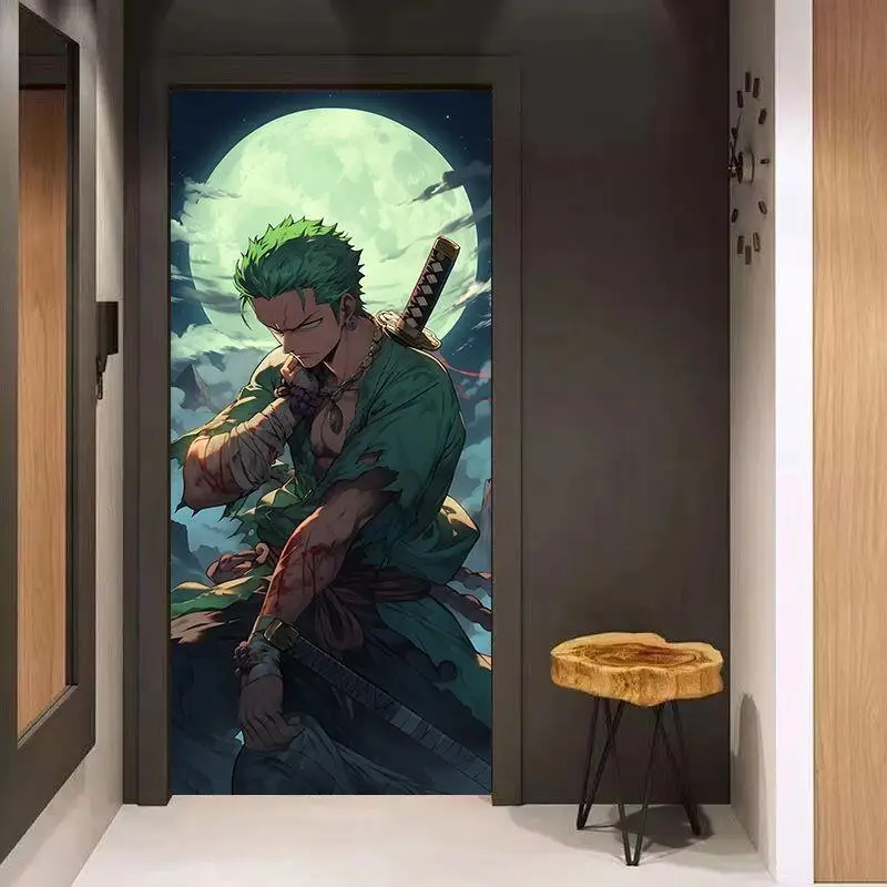 

One Piece Door Sticker Self Adhesive Waterproof Vinyl for Dormitory Bedroom Elevator Refrigerator Window Wood Door Zoro Design
