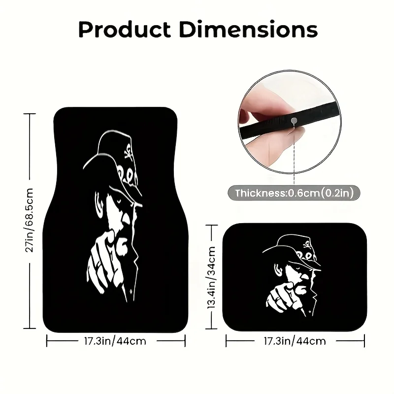 4pcs Artistic Cowboy Character Pattern Universal Car Floor Mats Set, Suitable For Most Vehicle Models, Combining Practicality An