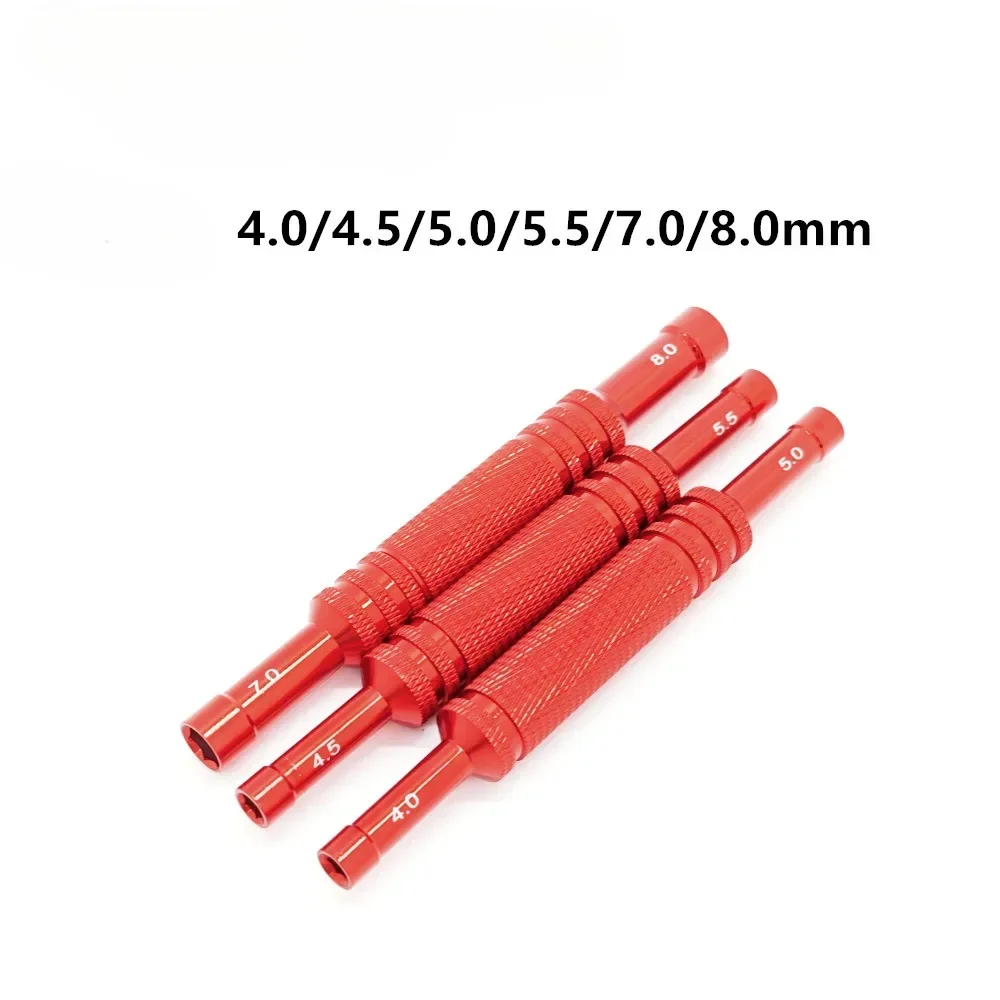 3 pçs/lote liga de alumínio 4/4.5/5/5.5/7/8.0mm cabeça dupla hexágono manga chave de fenda ferramenta chave sextavada para peças de carro rc