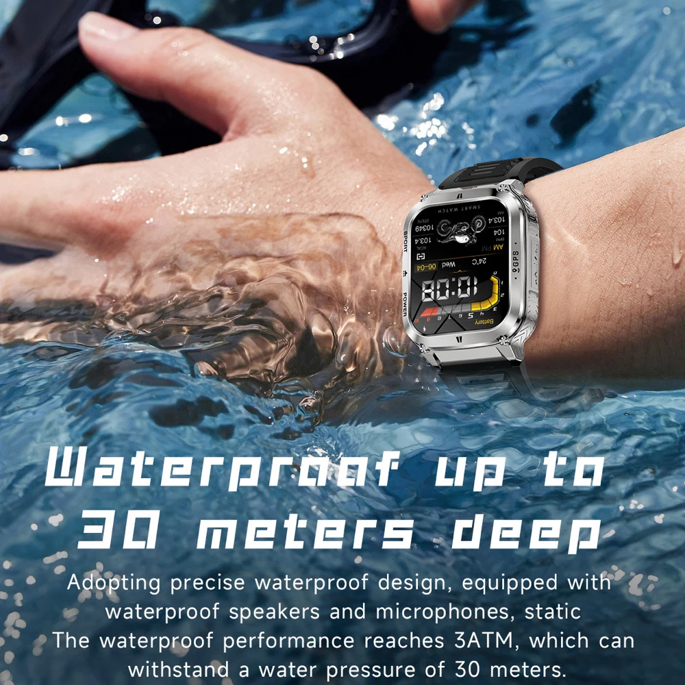 2025 al aire libre GPS deportes Fitness reloj inteligente 3ATM impermeable 1,83 "llamada de diente azul linterna LED ritmo cardíaco salud Smartwatch