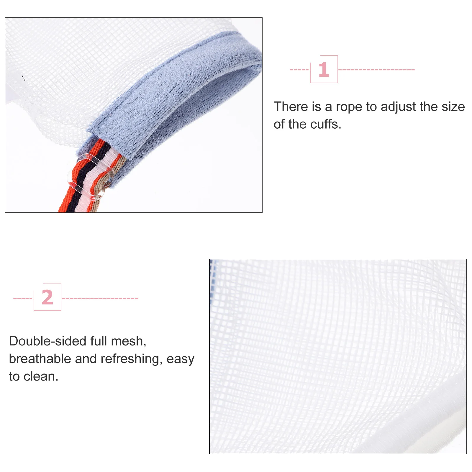 

2Pairs Anti Biting Finger Sleeves for Babies Soft Skin-Friendly Breathable Mesh Gloves with Adjustable Cuffs for Infants Thumb
