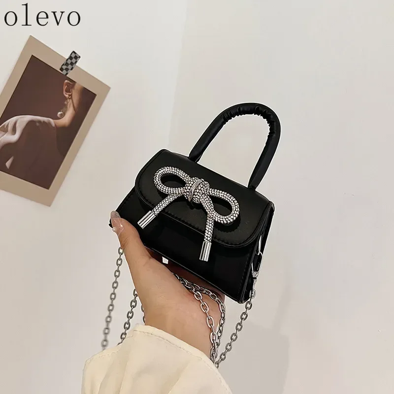 

Модная мини-сумка через плечо из искусственной кожи с бантом, женская однотонная сумка с клапаном и цепочкой для ежедневного использования