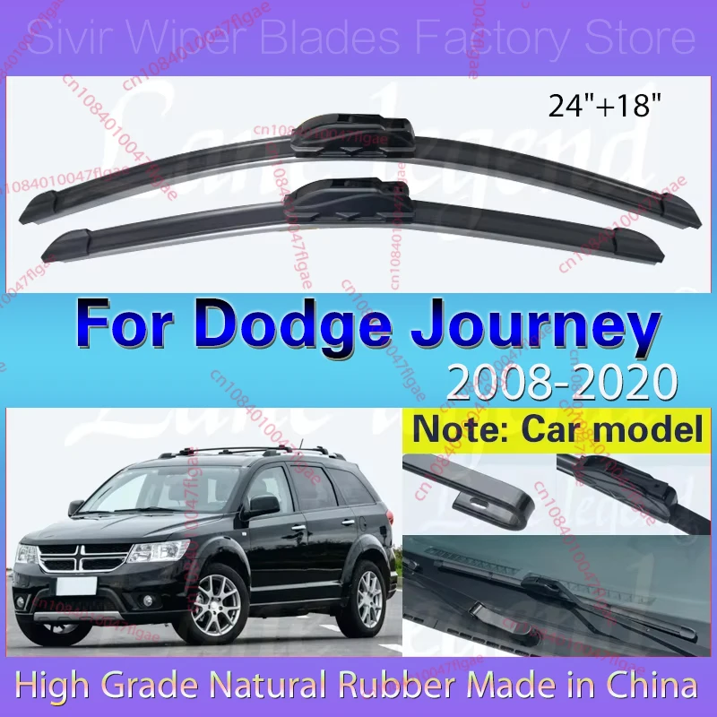 

For Dodge Journey 2008 - 2020 Wiper Front Wiper Blades Windshield Windscreen Brushes Cutter Accessories J Hook 2018 2019 24"+18"